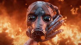 Borderlands 4 key art, featuring flames and the series' mascot mask.