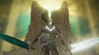 Hidetaka Miyazaki riding Patches in Elden Ring Shadow of the Erdtree.