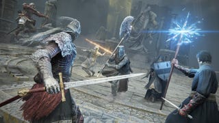 Some characters battling in Elden Ring.