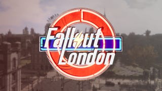 Fallout London header, with the logo over the top of a blurred Fallout London background.