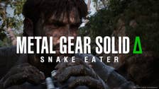 Naked Snake can be seen wearing camo and using binoculars in a Metal Gear Solid Delta: Snake Eater cutscene, with the game's logo overlayed across his face