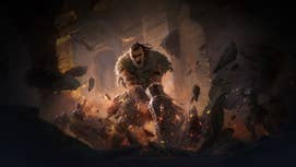 A warrior in promotional artwork for Path of Exile 2 can be seen smashing their weapon into the ground