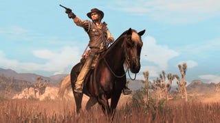 John Marston on a horse in Red Dead Redemption.