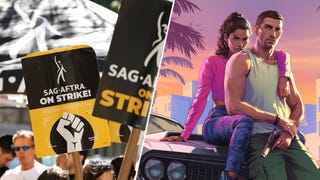 Custom header of SAG-AFTRA march with GTA 6 art.