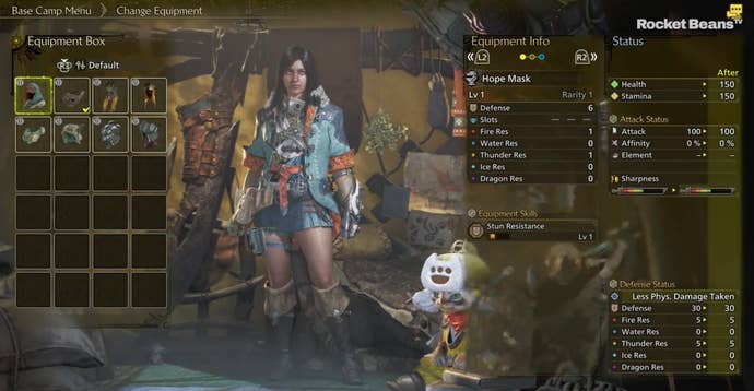 Monster Hunter WIlds: A female hunter is wearing the female version of an armor set