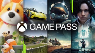 The Xbox Game Pass logo on top of art for some Game Pass games.