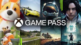 The Xbox Game Pass logo on top of art for some Game Pass games.